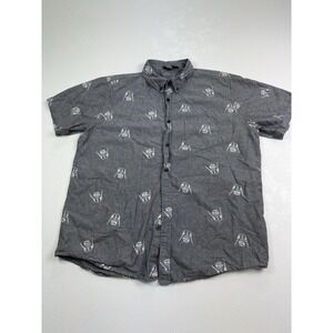 STAR WARS Youth Boys XL Short Sleeve Button Down Shirt Darth Vader Theme